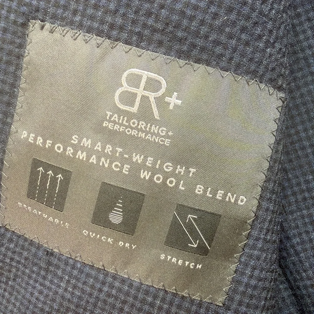 Banana Republic 38R Blazer Blue Check Wool Blend CR+ Performance‎